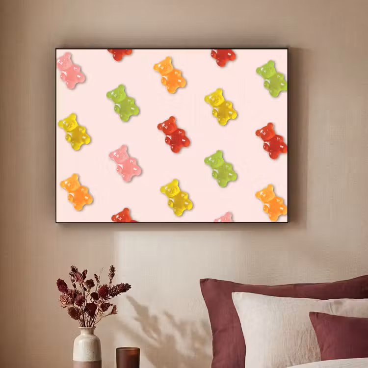 Kleur - Snoep - Roze Textielframe - compleet frame klein -sfeer1