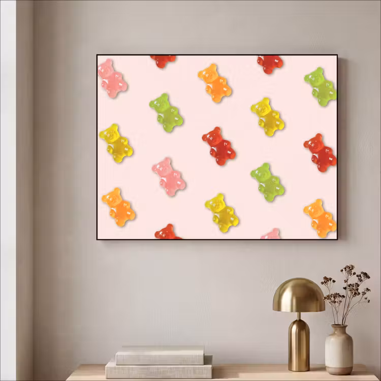 Kleur - Snoep - Roze Textielframe zwart klein -sfeer2