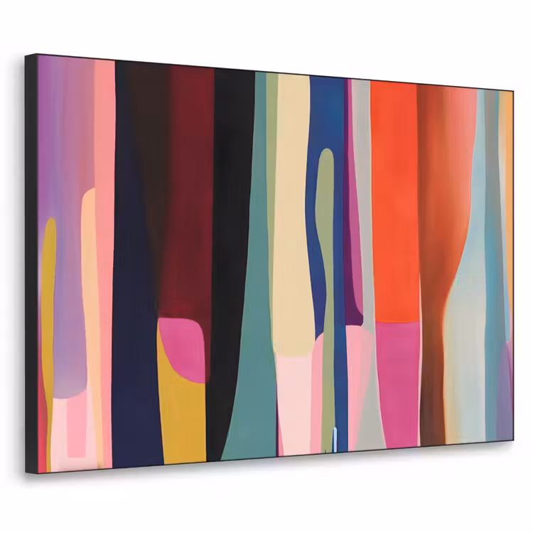 Kleurbanen - Verticaal - Kleurrijk Textielframe zwart klein -3d
