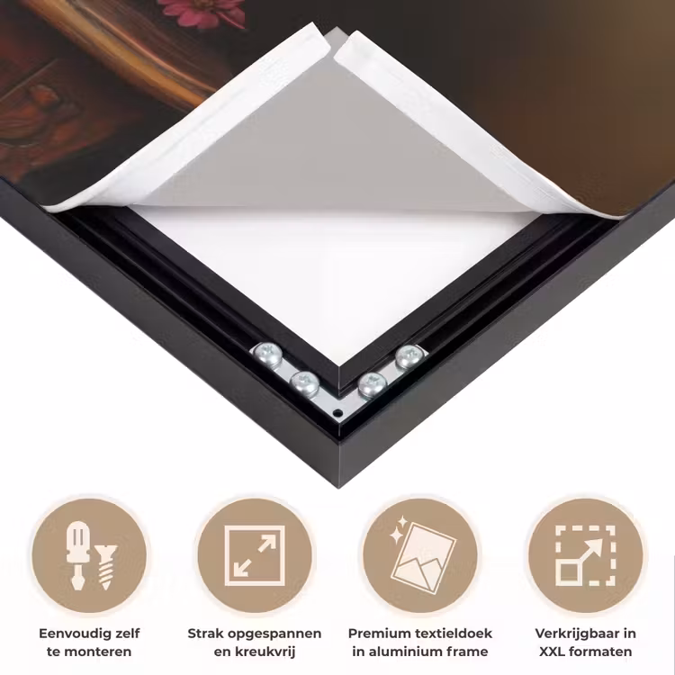 Kleuren - Boeket - Vaas - Hout Textielframe zwart klein -USP_feed_closeupNL