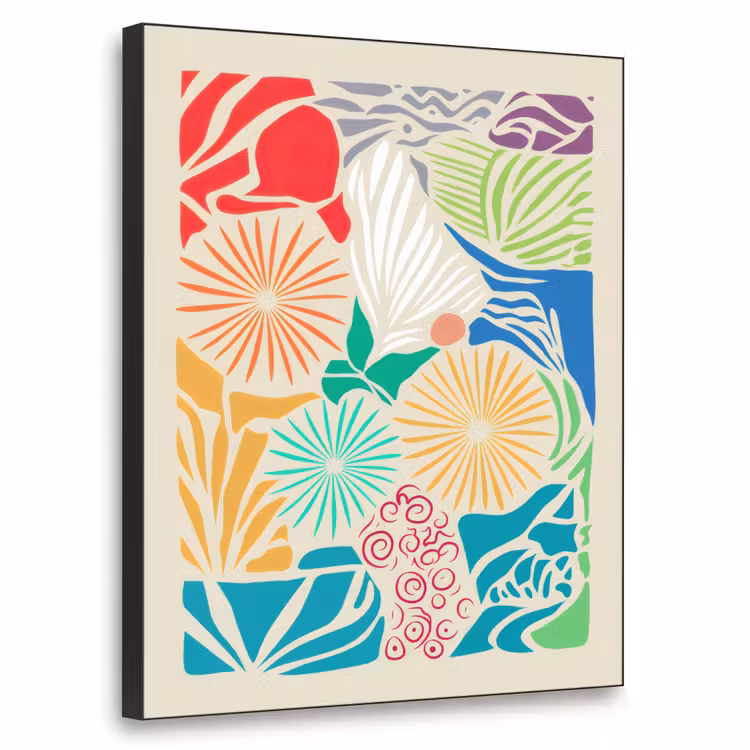 Kleurrijk - Abstract - Bloemen - Patronen Textielframe zwart klein -3d