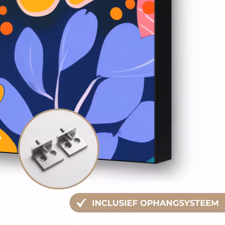 Kleurrijk - Bloemen - Abstract - Stippen Textielframe zwart klein -USP_ophangsysteemNL