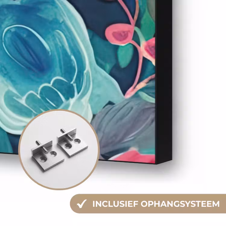 Kleurrijk - Bloemen - Kunst - Natuur - Hippie Textielframe zwart klein -USP_ophangsysteemNL