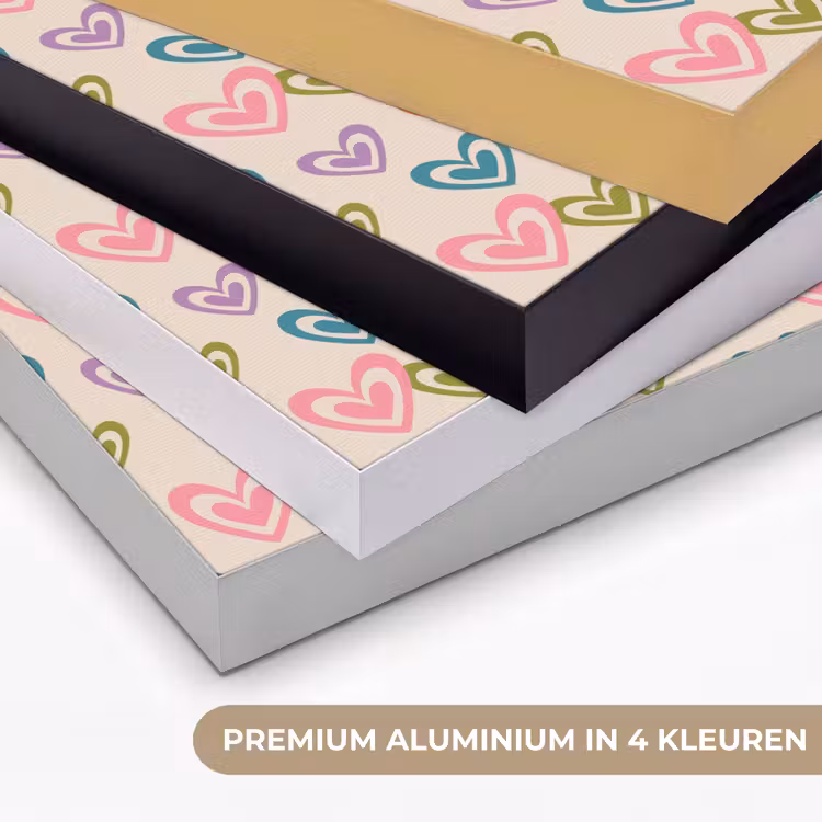Kleurrijk - Hartjes - Patroon - Beige Textielframe zwart klein 947 -USP_kleurenNL