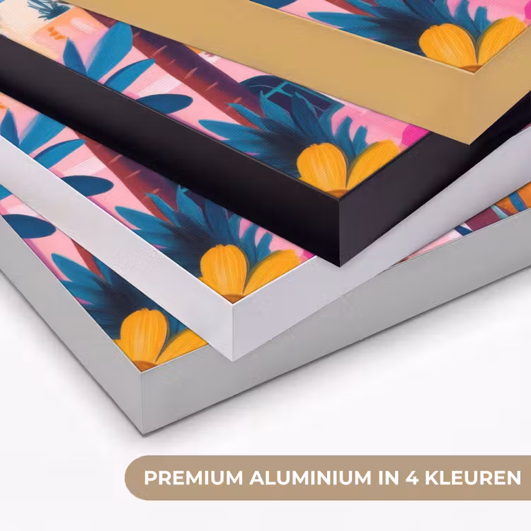 Kleurrijk - Roze - Oranje - Geel - Bloemen Textielframe zwart klein -USP_kleurenNL