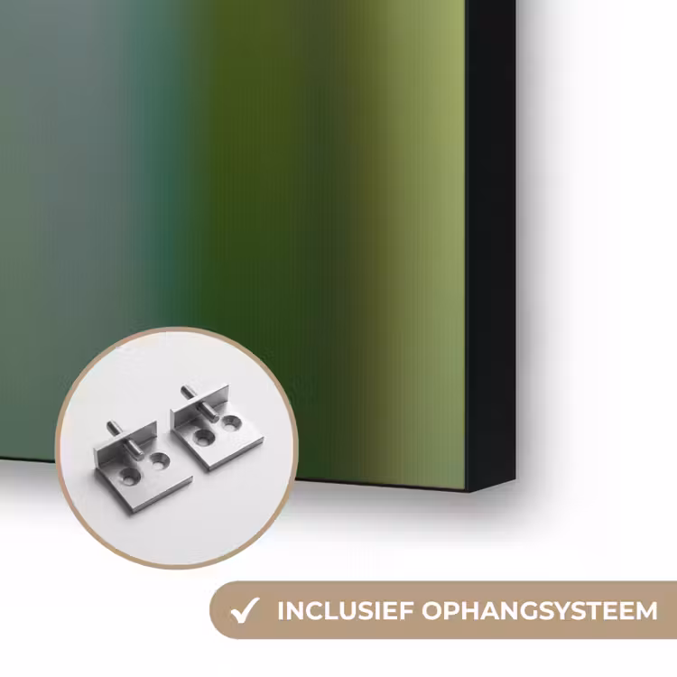 Kleurrijke kikker - Groene stengel - Alert Textielframe zwart klein -USP_ophangsysteemNL