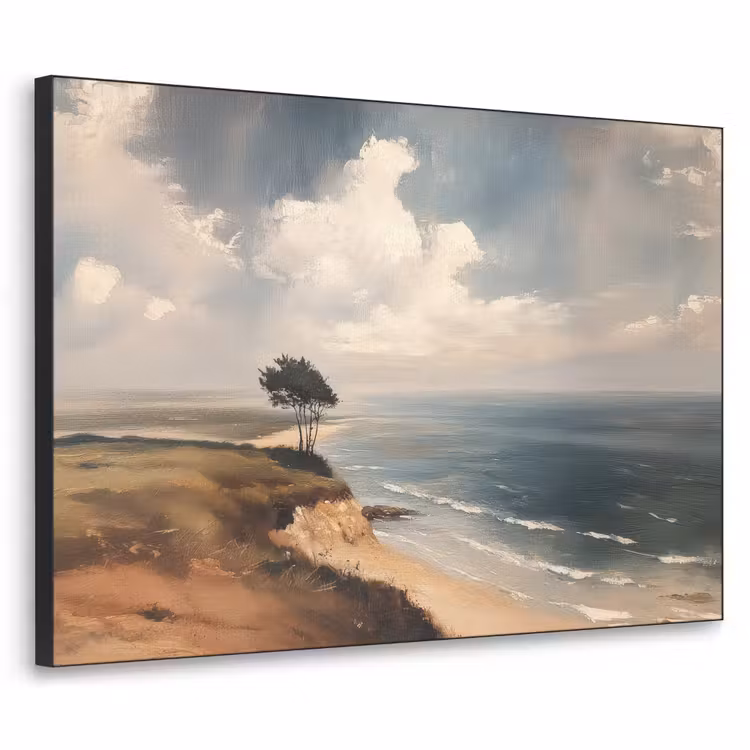 Klif - Zee - Boom Textielframe zwart klein -3d