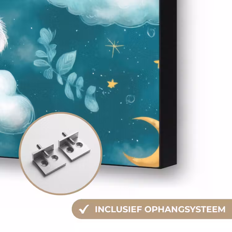Koala's - Betoverend - Blauw Textielframe zwart klein 947 -USP_ophangsysteemNL