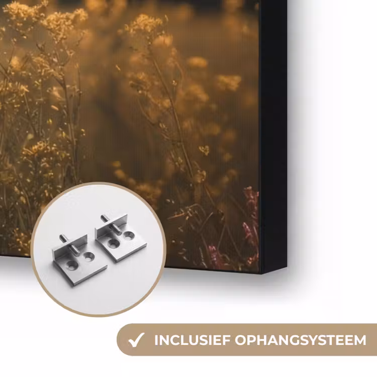 Koe - Bloemen - Weiland Textielframe zwart klein -USP_ophangsysteemNL