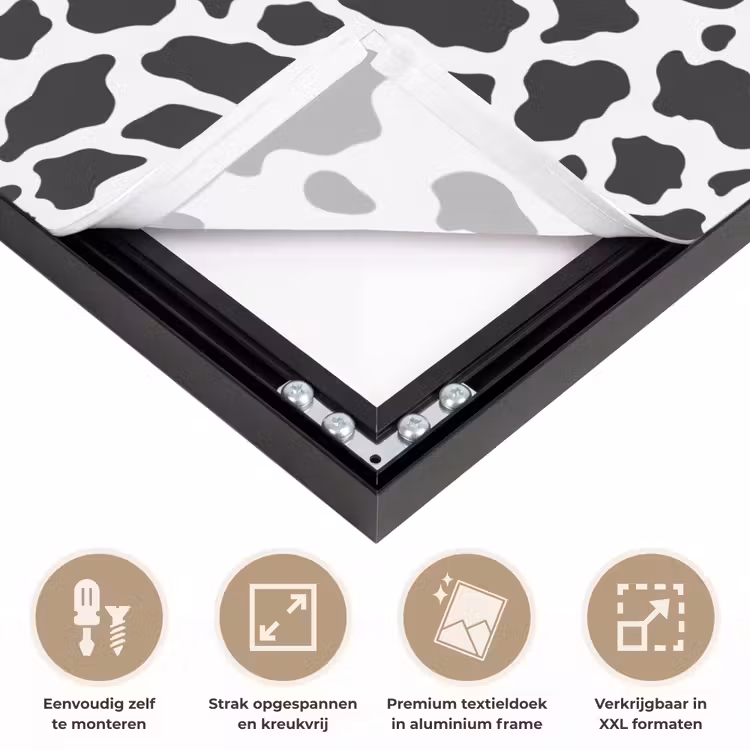 Koe - Vlekken - Patroon - Zwart Textielframe zwart klein 947 -USP_feed_closeupNL
