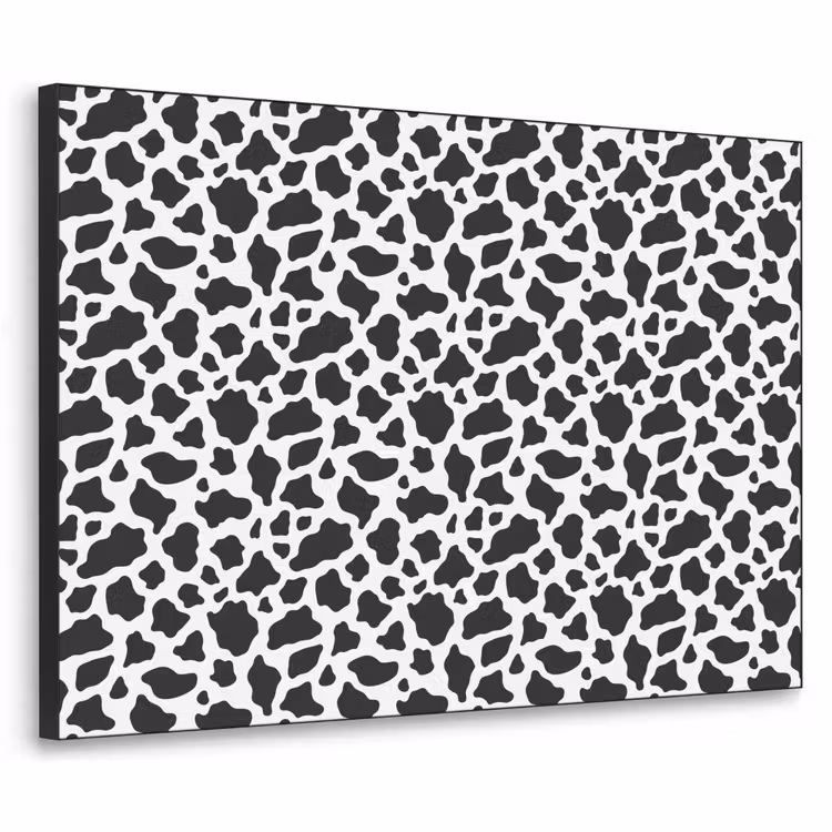 Koe - Vlekken - Patroon - Zwart Textielframe zwart klein 947 -3d