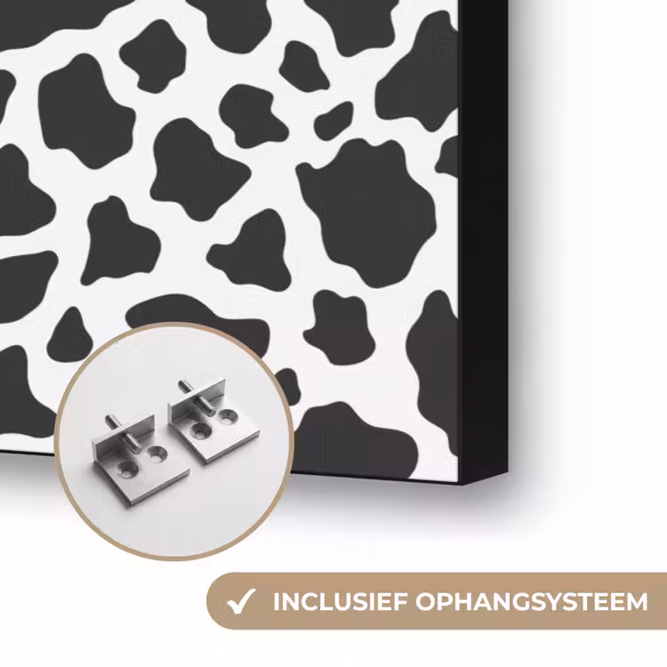 Koe - Vlekken - Patroon - Zwart Textielframe zwart klein 947 -USP_ophangsysteemNL