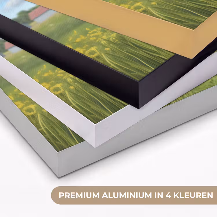 Koe - Weide - Bloemen Textielframe zwart klein -USP_kleurenNL