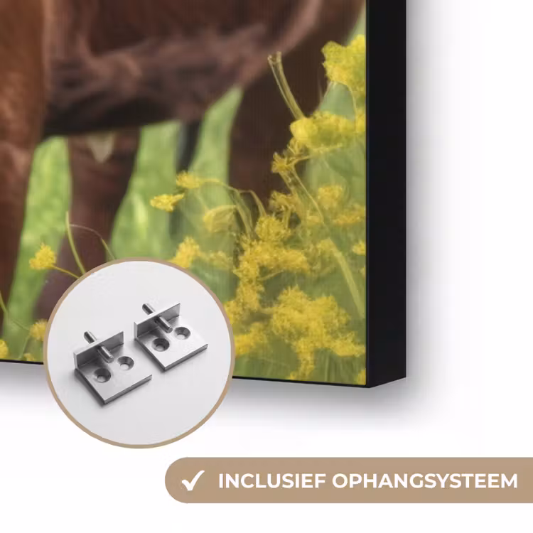 Koe - Weide - Bloemen Textielframe zwart klein -USP_ophangsysteemNL