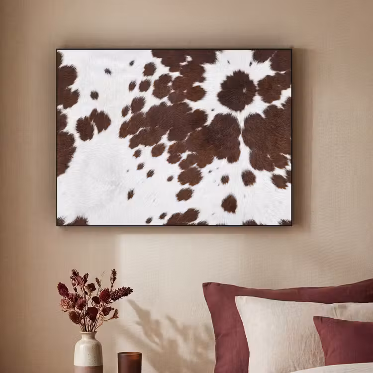 Koeienhuid - Klassiek - Bruin Textielframe zwart klein -sfeer1