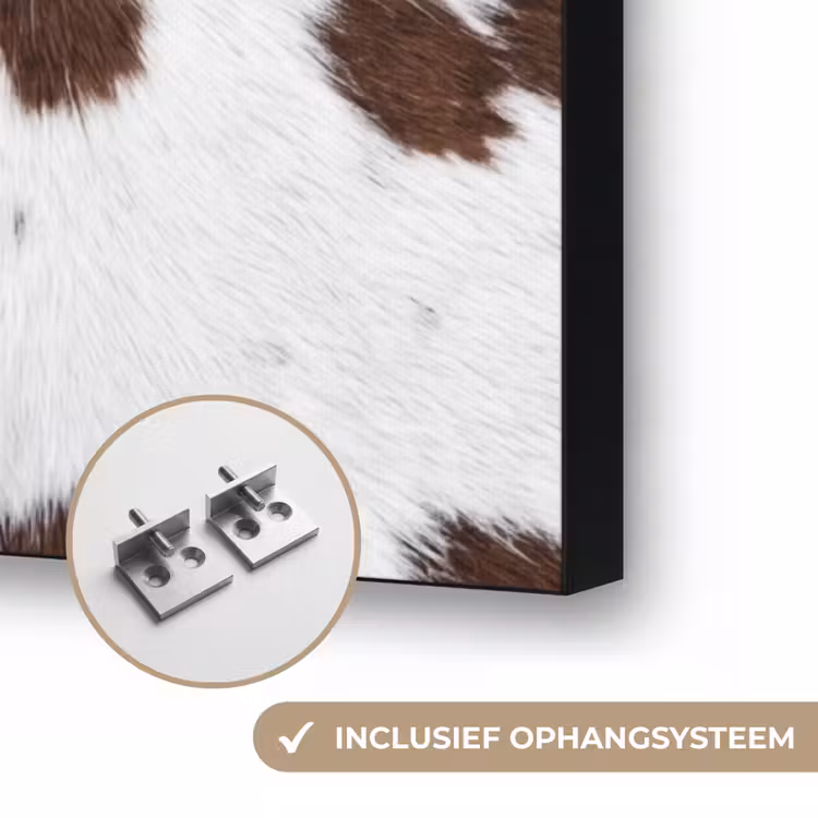 Koeienhuid - Klassiek - Bruin Textielframe zwart klein -USP_ophangsysteemNL