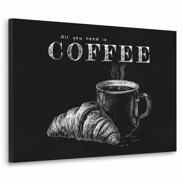 Koffie - Croissant - Tekst Textielframe - compleet frame klein -3d