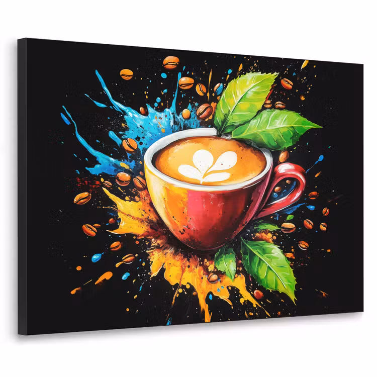 Koffie - Graffiti - Drinken - Abstract Textielframe - compleet frame klein -3d