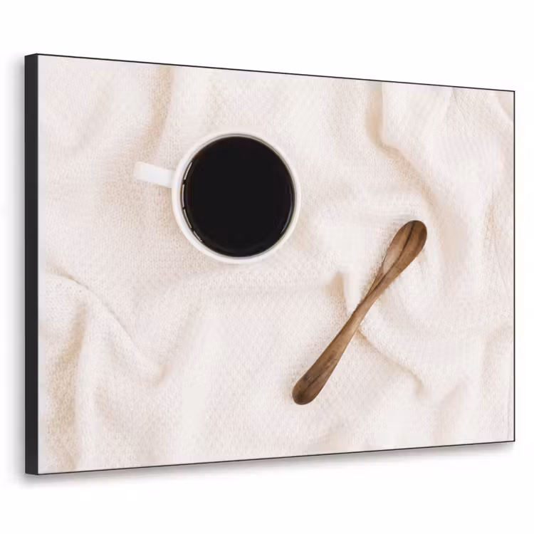 Koffie - Lepel - Mok Textielframe zwart klein -3d