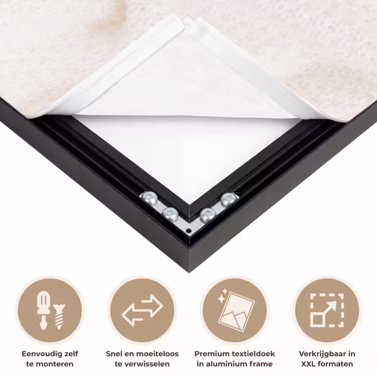 Koffie - Lepel - Mok Textielframe zwart klein -USP_closeupNL