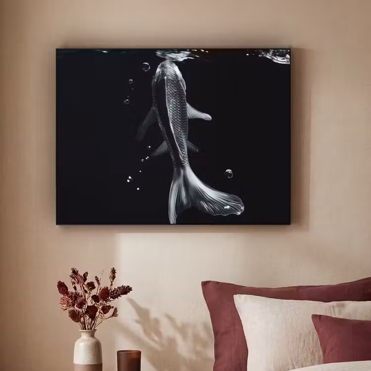 Koi - Vissen - Water - Zwart Textielframe - compleet frame klein -sfeer1