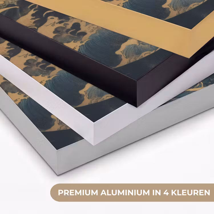 Koi - Zee - Golven - Zon Textielframe zwart klein -USP_kleurenNL