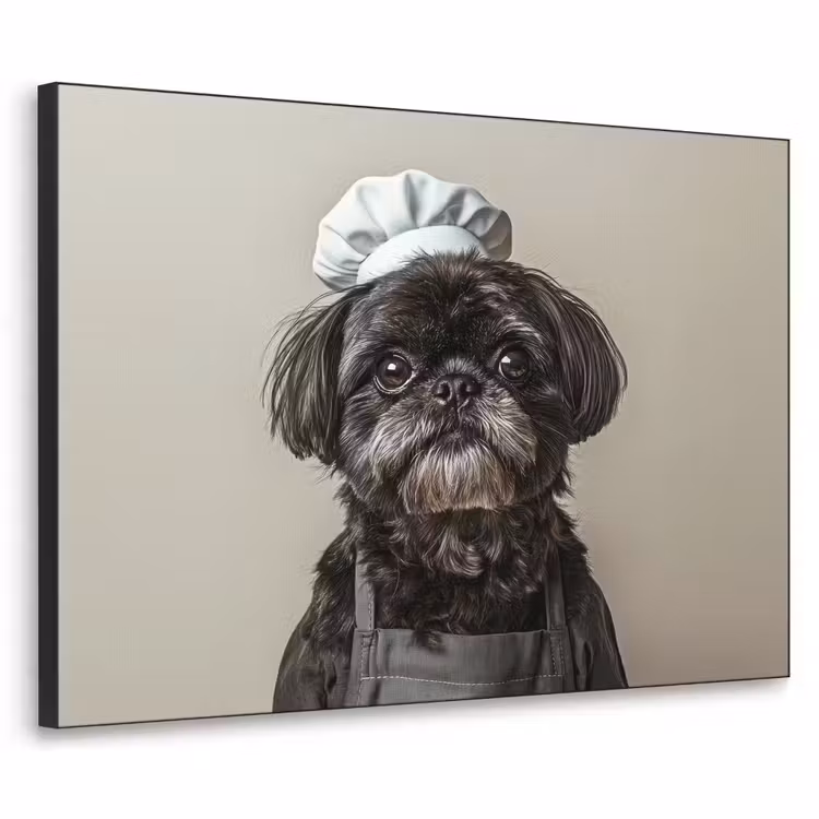 Kokskleding - Zwart - Hondje Textielframe - compleet frame klein -3d
