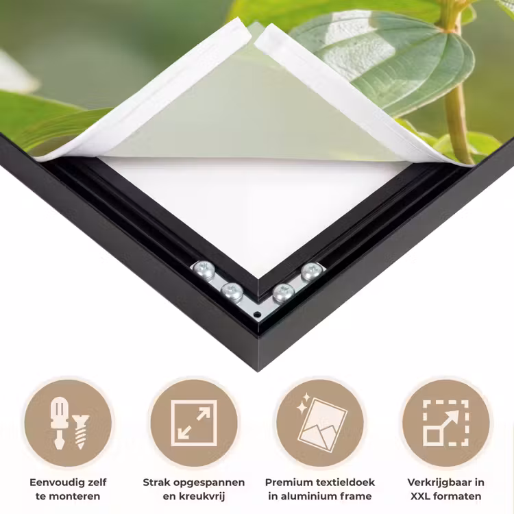 Kolibrie - Bloem - Natuur - Groen Textielframe zwart klein -USP_feed_closeupNL