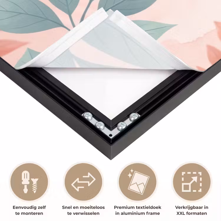Kolibrie - Vliegen - Natuur - Illustratie - Kleurrijk Textielframe zwart klein -USP_closeupNL