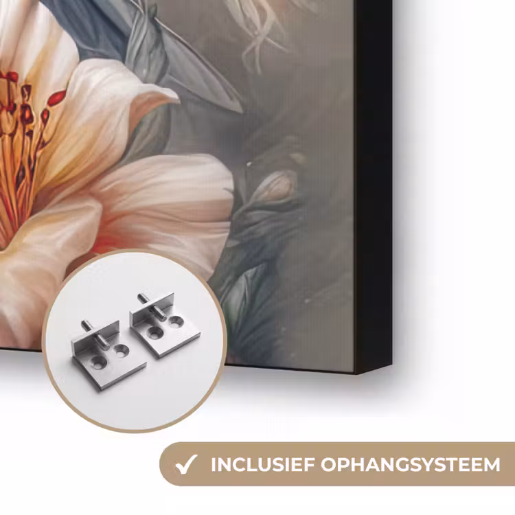Kolibrie - Vogels - Bloemen - Natuur Textielframe zwart klein -USP_ophangsysteemNL