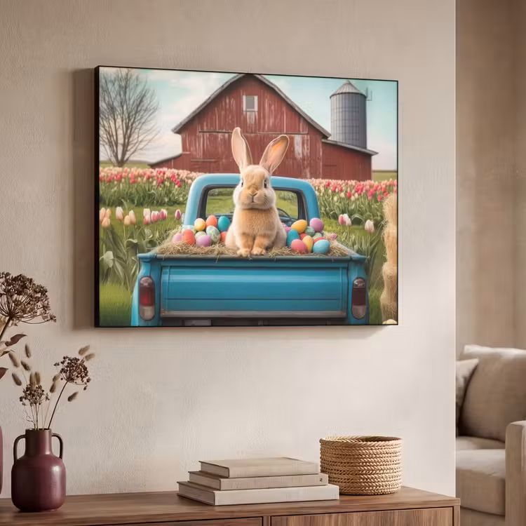 Konijn - Boerderij - Eieren Textielframe - compleet frame klein -sfeer3
