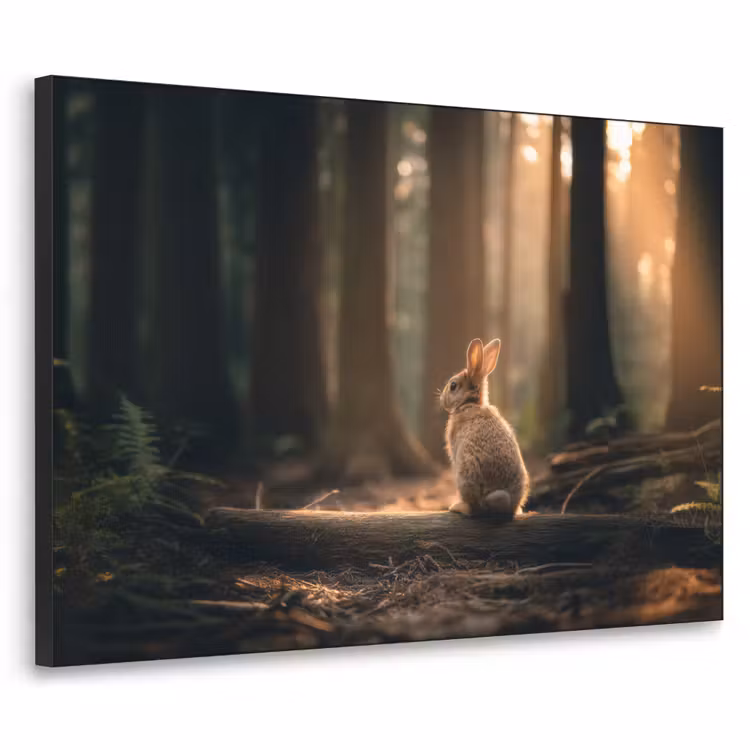 Konijn - Bos - Zonnestralen Textielframe - compleet frame klein -3d