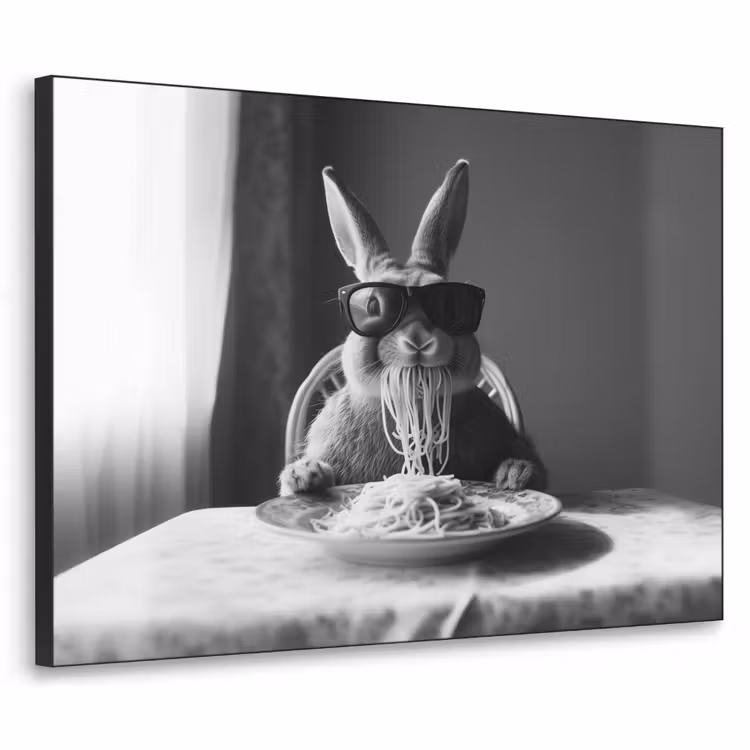Konijn - Bunny - Zonnebril - Tafelkleed - Pasta - Schattig Textielframe - compleet frame klein -3d