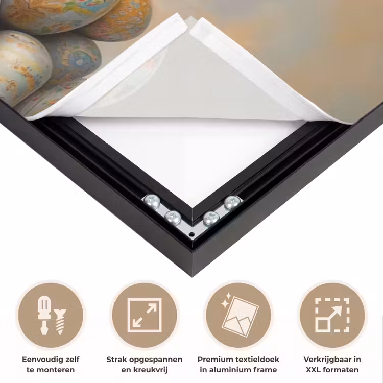 Konijn - Eieren - Kleurrijk Textielframe zwart klein -USP_feed_closeupNL