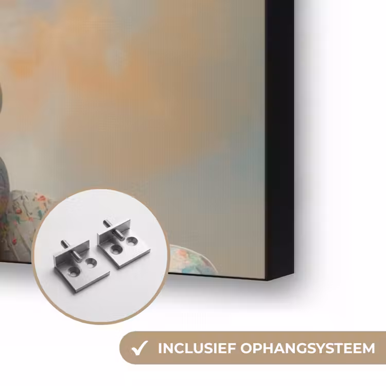 Konijn - Eieren - Kleurrijk Textielframe zwart klein -USP_ophangsysteemNL