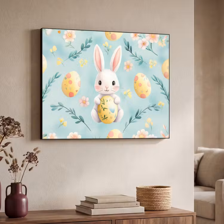 Konijn - Eieren - Takjes Textielframe zwart klein -sfeer3