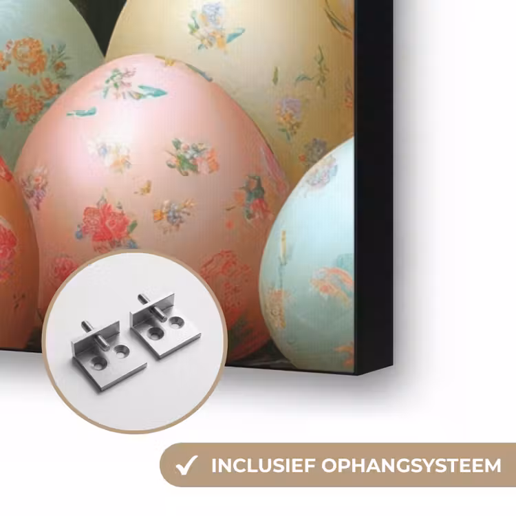 Konijn - Paaseieren - Stilleven Textielframe zwart klein -USP_ophangsysteemNL