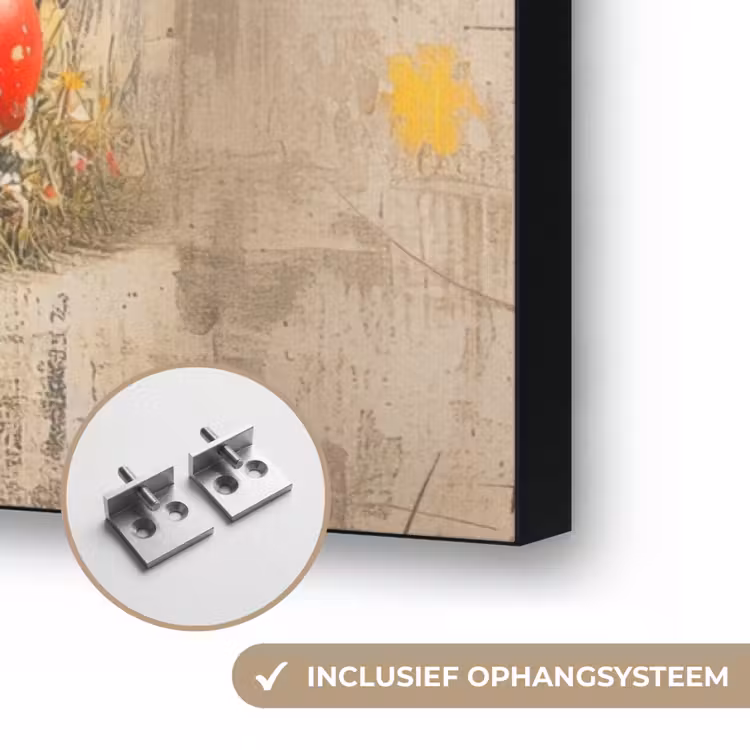 Konijnen - Bloemen - Eieren Textielframe zwart klein -USP_ophangsysteemNL