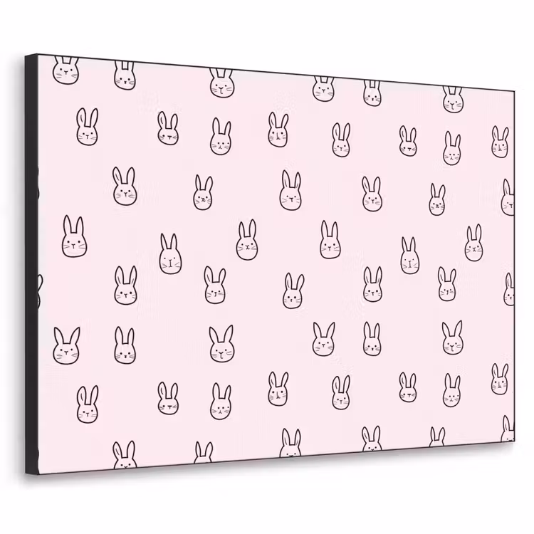 Konijnen - Minimalistisch - Roze Textielframe zwart klein 947 -3d