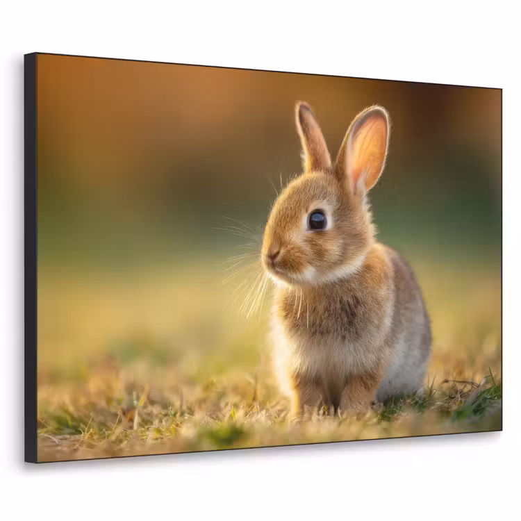 Konijntje - Bruin - Gras Textielframe - compleet frame klein -3d