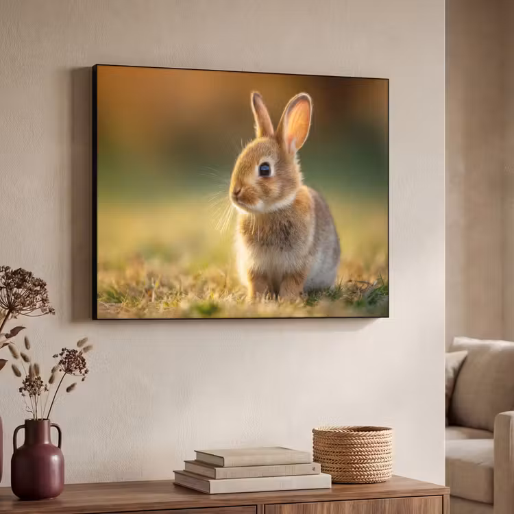 Konijntje - Bruin - Gras Textielframe - compleet frame klein -sfeer3