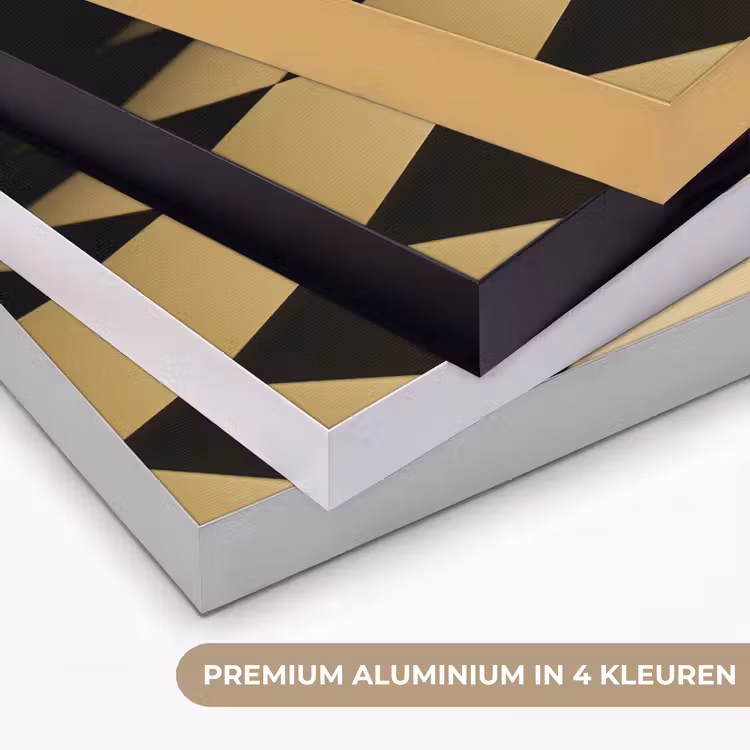 Koningin - Schaakstuk - Geblokt - Goud Textielframe zwart klein -USP_kleurenNL