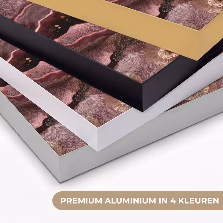 Koraal - Organisch - Roze Textielframe zwart klein 947 -USP_kleurenNL