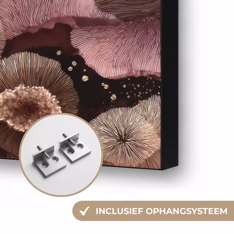 Koraal - Organisch - Roze Textielframe zwart klein 947 -USP_ophangsysteemNL