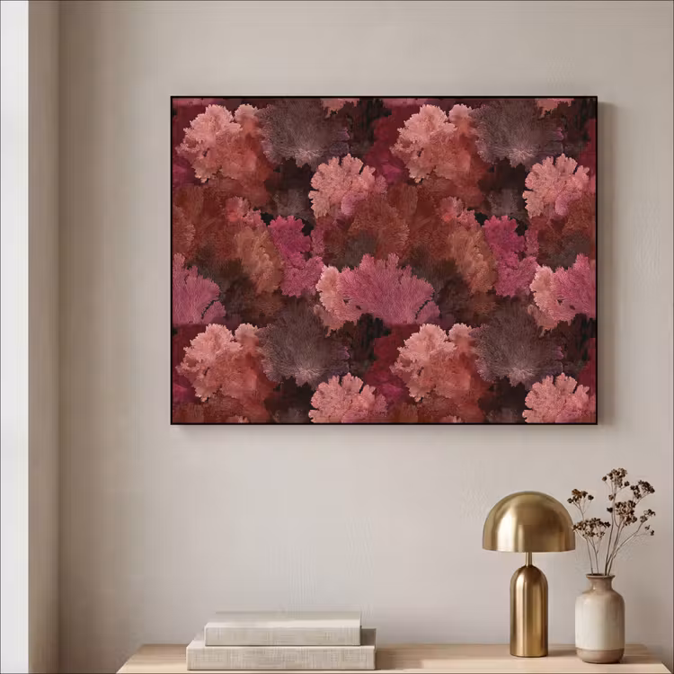 Koraal - Textuur - Kleurrijk Textielframe zwart klein 947 -sfeer2