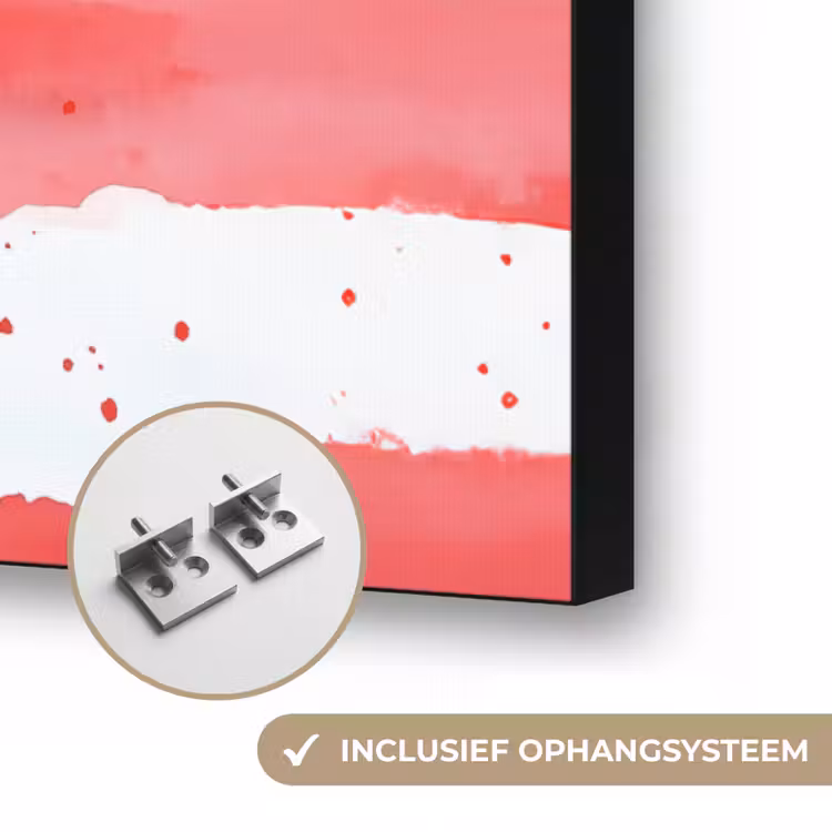 Koraal - Verfstructuur - Rood - Blauw Textielframe zwart klein -USP_ophangsysteemNL