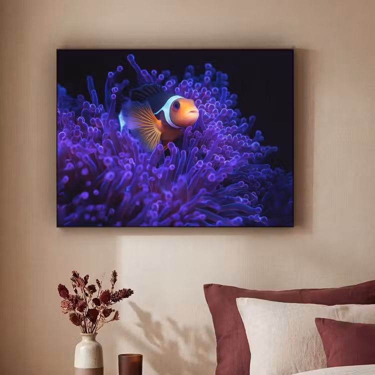 Koraal - Vis - Oranje - Zee Textielframe - compleet frame klein -sfeer1