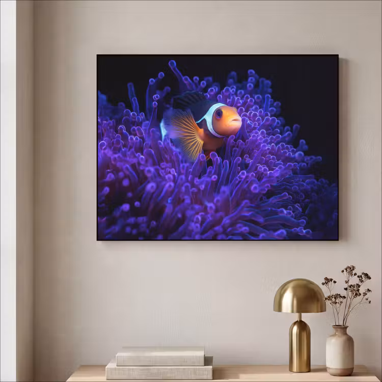 Koraal - Vis - Oranje - Zee Textielframe - compleet frame klein -sfeer2