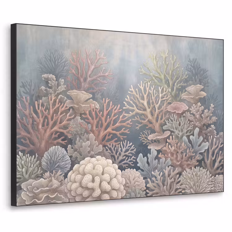 Koraal - Zeeleven - Onderwater - Illustratie - Natuur Textielframe zwart klein -3d