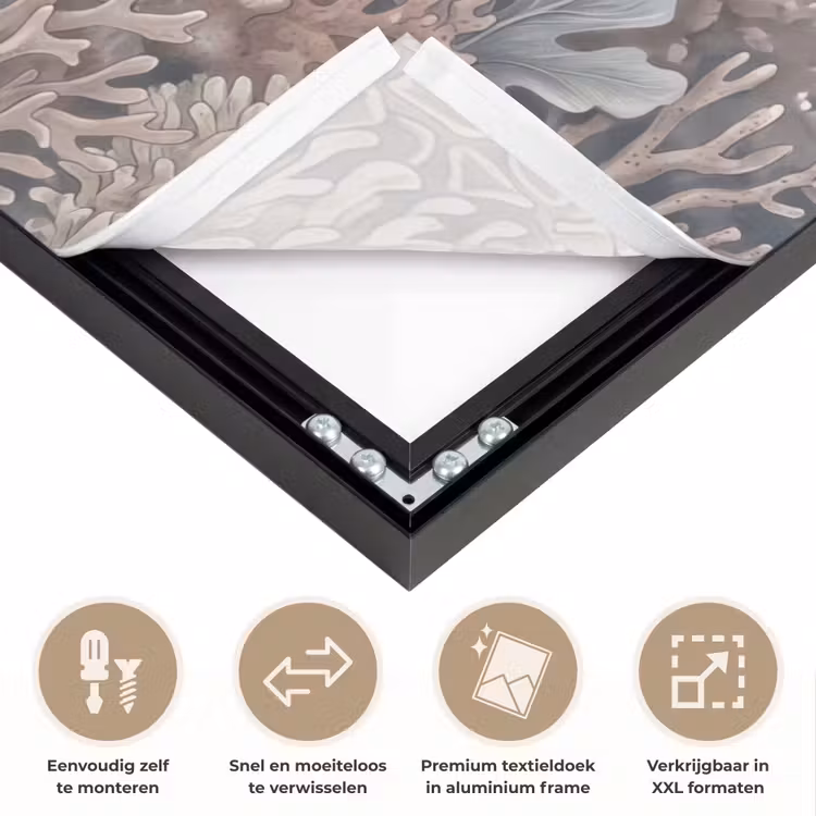 Koraal - Zeeleven - Onderwater - Illustratie - Natuur Textielframe zwart klein -USP_closeupNL